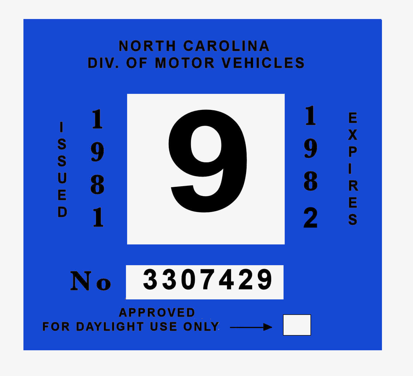 (image for) 1981-82 North Carolina INSPECTION Sticker